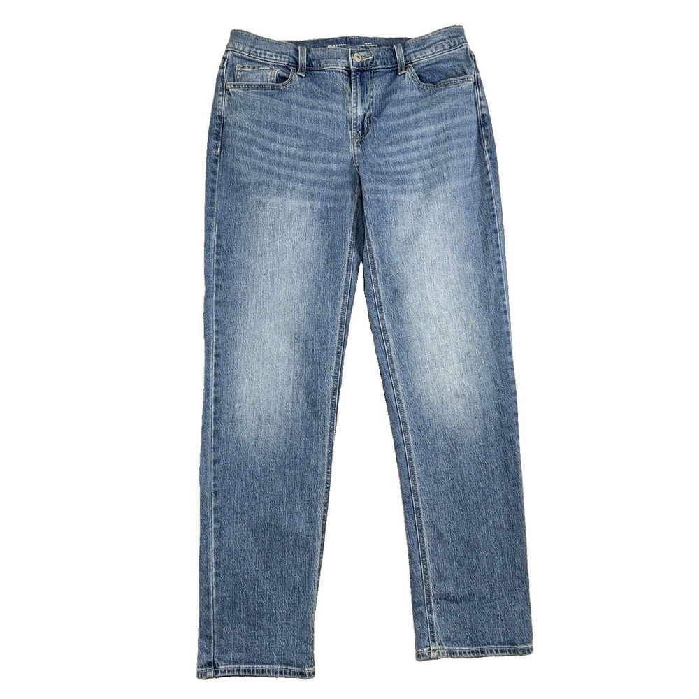 Old Navy Mid Rise The Wow Boyfriend Jeans Medium Wash Blue Size 8 Everyday